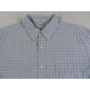 J.Crew Men's Sueded Broadcloth  Button Down Light Blue Plaid Dress Shirt L